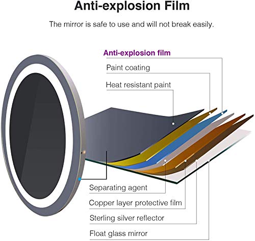 Oval Dimmable LED Bathroom Light Mirrors Horizontal Vertical Anti-Fog+IP44 Waterproof +CRI>90+UL Listed, Suitable for Home, Bathroom, Hotel