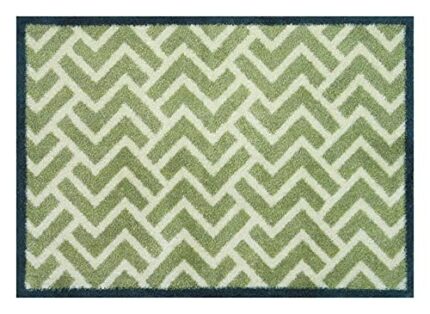 Turtle Mat - Herringbone Tiles Green - Design, Indoor Highly Absorbent Barrier Mat 60x85cm approx. Multi Grip backing