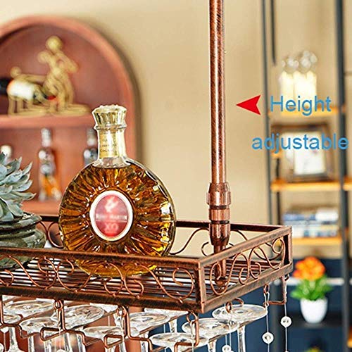 NEOCHY Wine Rack Hanging Ceiling Hanging Floating Metal Iron Wine Cup Holder High Cup Holder Adjustable Height