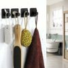 HASA Zone Black Bathroom Accessories Set of 7, 42 CM Towel Rail Wall Mounted, Towel Holders For Bathrooms Toilet Roll Holder Self Adhesive Hooks