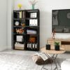 JIUYOTREE 6-Tiers Portable Bookshelf with Fabric Cloth at Back, 10 Cube Closet Storage Organiser Bookcase, Living Room,Study Room,Bedroom, Black