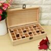 Essential Oil Wooden Storage Box, Nail Polish Storage Aromatherapy Essential Oil Carrying Case Organizer Display Case with Buckle Holds 32-74 Bot