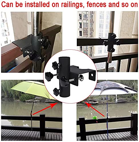 VANROUG Heavy Duty Balcony Umbrella Holder Clamp Garden Fence Parasol Decking Holding Bracket Stand,Clamping range(20mm-63mm),Umbrella Diameter(2