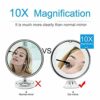 Andy's Orchids 10X Makeup Mirror with LED Light, Magnifying Vanity Mirror, Cosmetic Mirror with Suction Cup, 360° Rotation Adjustable Bathroom Mi