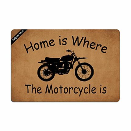 Ruiyida Home Is Where The Motorcycle Is Entrance Floor Mat Funny Doormat Door Mat Decorative Indoor Outdoor Doormat Non-woven 23.6 By 15.7 Inch M
