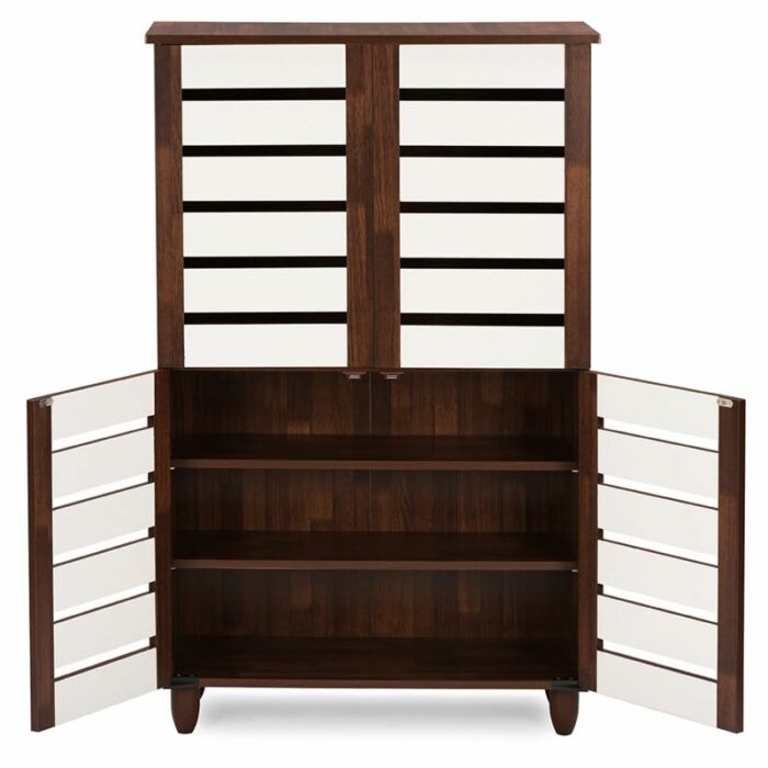 WALNUT Finished Wooden Door Shoe Cabinet 4 Door Shoe Cabinet Shoe Shelf Organizador De Home Furniture