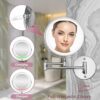WITFAMILY Wall Mounted Mirror with 1X/10X Magnification, LED Magnifying Mirror with 3 Colors Dimmable Lights, Touch Screen, Shaving Mirror for Ba