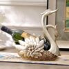 PIBM Stylish Simplicity European-Style Carved Double-Headed Swan Model Wine Wine Rack Retro Old Bar Restaurant Wine Bottle Rack Home Desktop Porc