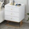 SDFGH Marble Texture MDF Bedside Table, Bedroom Furniture Bedside Table, Bedside Table with 3 Drawers, Sofa Side Table