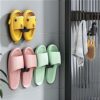 YLVUSA Slipper Rack No Punch Bathroom Simple Slipper Hook Toilet Shoe Rack Wall Mounted Bedroom Neat Locker Shoe Rack (Black, 2pcs)