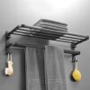 VERDDE Punch-Free Bath Towel Rack Black Bathroom Bathroom Hardware Set Space Aluminum Bathroom Towel Rack
