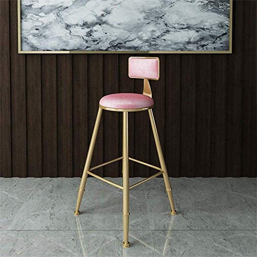 AANAN Stools,Stool,Bar Stools Dining Chairs Pub Bar Height Barstool, Modern Contemporary Dining Caf Bar Stool Chairs with Pink Seat and Backrest,