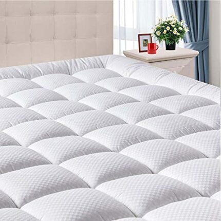 DOMICARE Full Mattress Pad Cover with Deep Pocket (8-21Inch), Cooling Mattress Topper Cotton Pillow Top, Down Alternative Fill