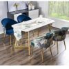 Kitchen Dining Room Furniture Chairs Velvet Dining Chair Set Of 2 Retro Kitchen Dining Room Chairs with Metal Legs Velvet Seat and Embroidery Bac