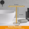 Hand Towel Holder Standing, T-Shape Towel Rack with Heavy Base, Regular Sized Hand Towel for Bath (Gold, Marble)