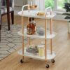 THYKL Kitchen 3-layer Square Cart Simple Multi-function Simple Installation Trolley Living Room Home Storage (Color : Wit, Size : 1pcs)