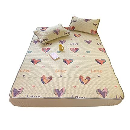JAHH Summer Cooling Bed Mat Ice Silk Cooling Mattress Latex Printing Foldable Soft Bedding Sets Sleep Pillowcase Bed Protector Mats (Color : Mult