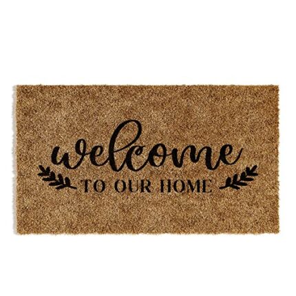 Barnyard Designs ‘Welcome to our Home’ Doormat, Indoor/Outdoor Non-Slip Rug, Front Door Welcome Mat for Outside Porch Entrance, Home Entryway Far