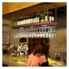 EYLINK Bar wine glass rack, hanging upside down front iron racks, lighted ceiling stemware rack, wine rack wine cabinet (Color : Black, Size : 12