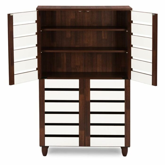 WALNUT Finished Wooden Door Shoe Cabinet 4 Door Shoe Cabinet Shoe Shelf Organizador De Home Furniture