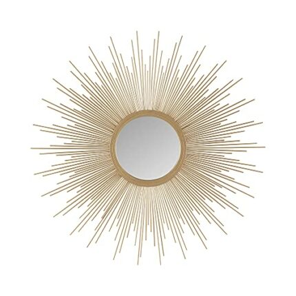 Madison Park Wall Décor Fiore Metal Sunburst Mirror for Living Room - Home Accent, Ready to Hang Bedroom Decoration, 14.5" Diameter, Gold