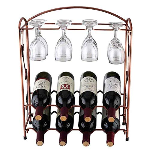 OUSIKA Wine Racks,Wine Bottle Rack,Free Standing Metal Wine Holder Iron Art 8 Bottles Wines Glass Racks for Bar Cabinet Pantry Kitchen Display Ra