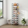WOKKOW 10 Tiers Tall Shoe Rack for Closet Entryway 20-25 Pairs Shoe Closet Organizers and Storage Free Standing Shoe Shelf Shoe Storage with Hook