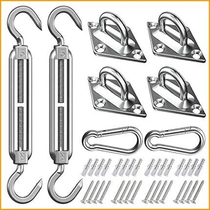 Yeahbo Garden Sail Fixing Kit, M5 Sun Shade Sail Fixing Kit for Square and Triangle, Rectangle, 316 Stainless Steel Fixing Hardware Accessories K