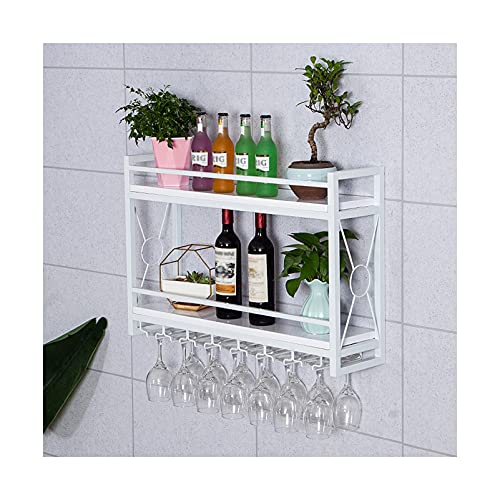 Qunine Wine Rack Wall Mounted, Wine Bottle Stemware Glass Rack Wall Mounted, Metal Hanging Wine Holder, Home Decor Wall Shelf, Black/White/Gold