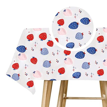 DRADERCH Table Cloth Wipe Clean 137x180cm Wipeable Waterproof PVC Plastic Reusable Tablecloth Rectangular Table Cover Dining Table Protector for