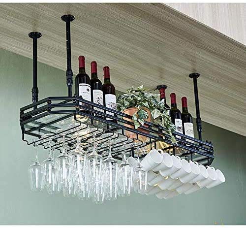 EYLINK Wine Racks,Wine Lovers/Wall Wine Rack Hanging Wine Glass Rack Bar Creative Wine Rack Upside down Goblet Rack Ceiling Decoration Shelf for