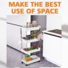 Wopeite Kitchen Trolley on Wheels 4-Tier, Narrow Utility Kitchen Cart Vegetable Rack Bathroom Trolley, Space-Saving Storage Trolley on Wheels for