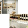 KEppd Wine Glass Hanging Rack, Wall Mounted Wine Rack,Bottle & Glass Holder,Clear Storage Store Red, White, Champagne, Floating Wine Shelf and Gl