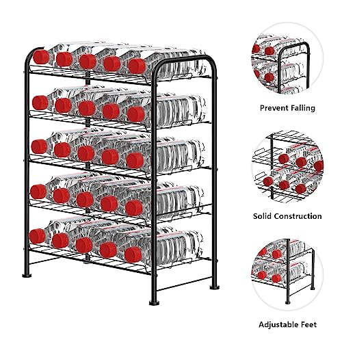 OYEAL Water Bottle Storage Rack 5 Tier Bottled Water Holder Organizer Freestanding Floor Beverage Soda Drink Stand Shelf for Kitchen Pantry Can S