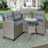 CZDYUF 4-piece Resin Wicker Patio With Round Table, Gray Cushion Furniture Set Sofa-type Garden Pool Balcony
