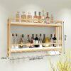 KEppd Wine Rack Wall Mounted - Wall-Mounted Wine Rack | Iron + Solid Wood | Retro Country Style | Kitchen, Restaurant, Bar, Wine Cellar, Storage