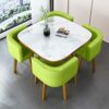 KUKIXO Modern Negotiation Reception Tables and Chairs 1 Table and 4 Chairs,Home Dining Room Furniture Set 1 Table 4 Chairs Kitchen Bar Balcony Be