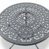 Centurion Supports POSITANO Luxurious Garden & Patio Table & 2 Large Chairs with Armrests Cast Aluminium Bistro Set - Graphite