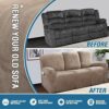 ADAFA Stretch Recliner Chair Covers Sofa Slipcover 2/3 Seater Velvet Washable Non-slip Furniture Couch Cover Protector,Grey,3 Seater