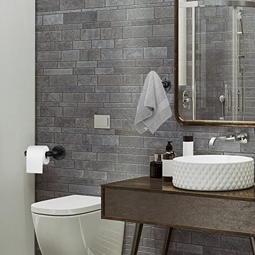 Industrial Black Toilet Paper Holder and Towel Ring, Bathroom Hardware Set, Wall Mounted Hardware Accessories, Includes Pipe Towel Rack Towel Rin