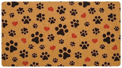 INOGIH Funny Natural Coir Entrance Doormat Outdoor Welcome Mats Home Decor Non-Slip Pet Dog Footprint Door Mat (Multy Footprint, 17''*29'')