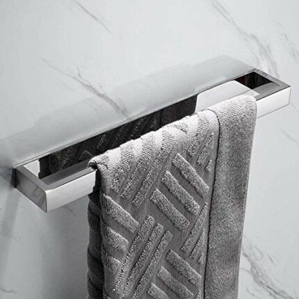 Melairy 40cm/16inch 304 Stainless Steel Towel Rail Self Adhesive Chrome Finish Bathroom Towel Bar Rack Towel Holder Without Drilling