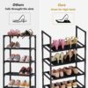 WOKKOW 10 Tiers Tall Shoe Rack for Closet Entryway 20-25 Pairs Shoe Closet Organizers and Storage Free Standing Shoe Shelf Shoe Storage with Hook