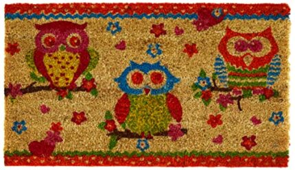 Decorative Coir Entrance Door Mat 3 owls 70 cm x 40 cm