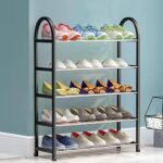 Vivo Technologies 5 Tier Shoe Rack Organiser Quick Assembly No Tools Required Small Shoe Rack Holds up to 15 Pairs 50 cm x 20 cm x 77 cm