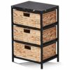 Wimarsbon Nightstand, Water Hyacinth Woven End Table, Side Table, Bedside Table with Bin Drawer, Drawer Dresser for Bedroom, for Living Room (Bla