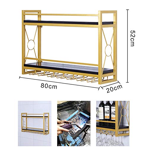 Wine Rack Wall Mounted - Metal Hanging Wine Bottle Rack Wall Mounted Storage Glass Holder, Holds 5 Glasses for Kitchen Dining Room Wine Cellar Ba