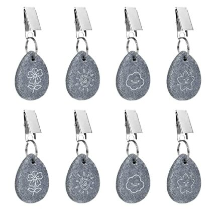 Table Cloth Clips for Outside Table, 8Pcs Tablecloth Weights Clips with Clips Marble Teardrop Heavy Duty Tablecloth Pendants Table Clips for Indo