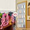 ANZORG Over Door Hanging Water Bottle Holder Cup Organizer for Kitchen Pantry Glass Bottle Storage Rack with 20 Pockets (MESH POCKETS)
