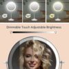 Rechargeable Lighted Makeup Mirror with 3 Color Lights, 8 Inch Lighted Mirror with 1x/10x Magnification Double Sided Lighted Vanity Mirror, Touch